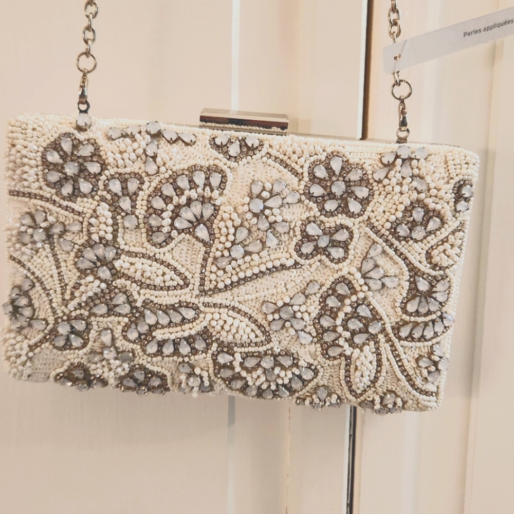 Beaded bridal clutch